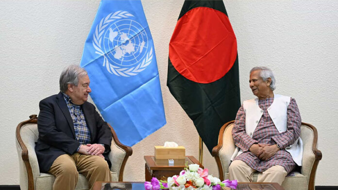 প্রধান উপদেষ্টা ড. মুহাম্মদ ইউনূসের সঙ্গে বৈঠকে বসেছেন জাতিসংঘের মহাসচিব আন্তোনিও গুতেরেস। 
